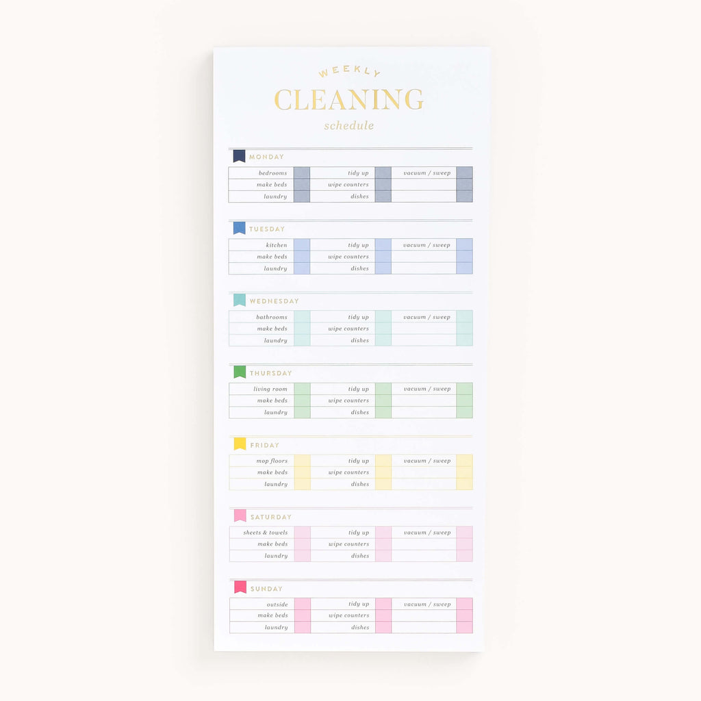Tall Notepad - Weekly Cleaning Checklist
