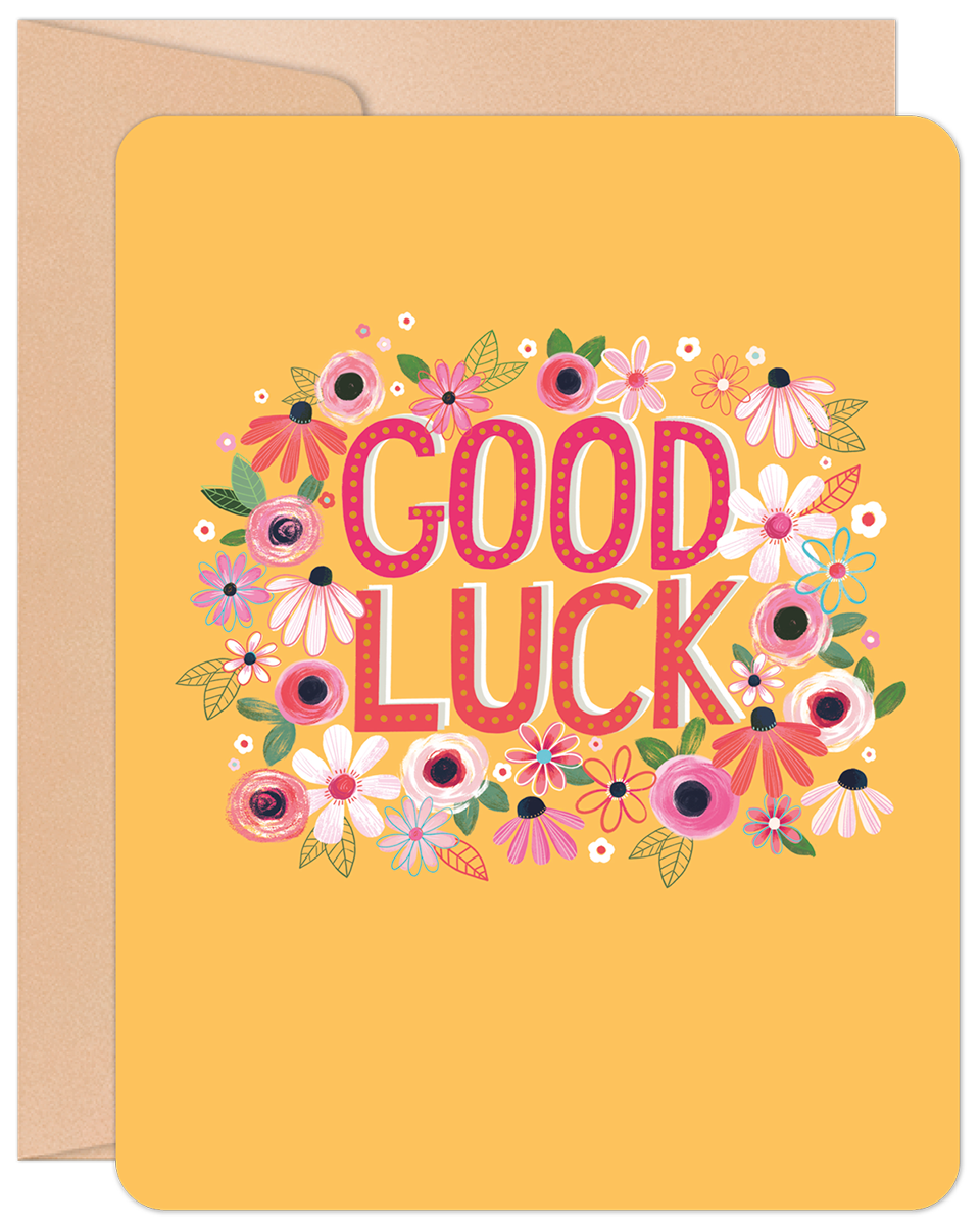 Good Luck Flower Border Good Luck Card