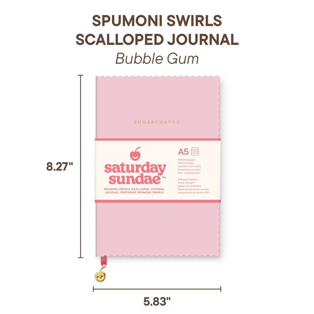 Bubble Gum Spumoni Swirls Scalloped Journal – A5 Lined Notebook