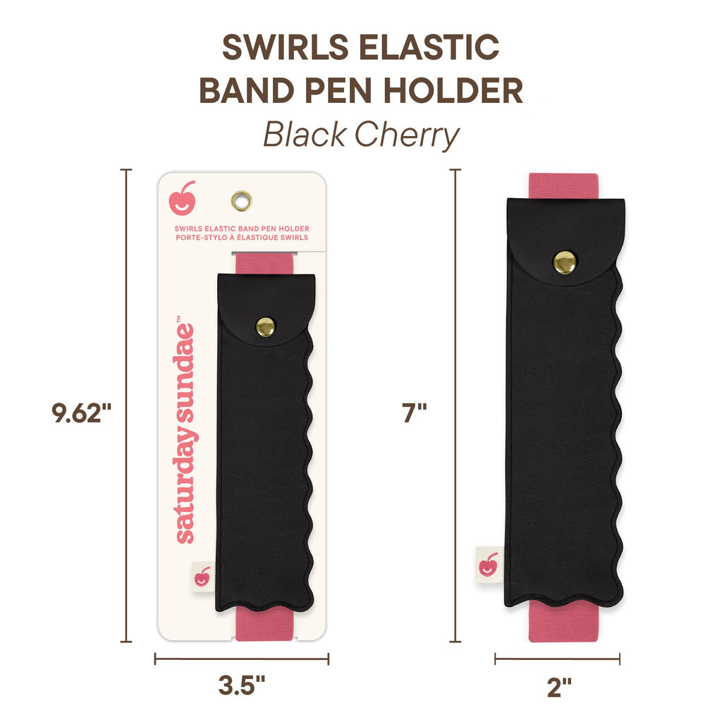 Black Cherry Swirls Elastic Band Pen Holder