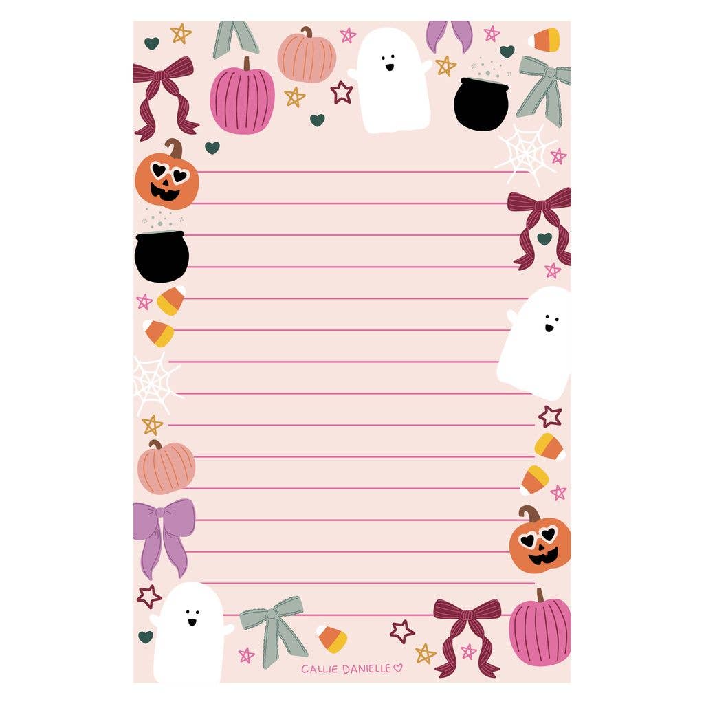 Halloween & Coquette Bows Lined Notepad | 4x6 Seasonal Stationery