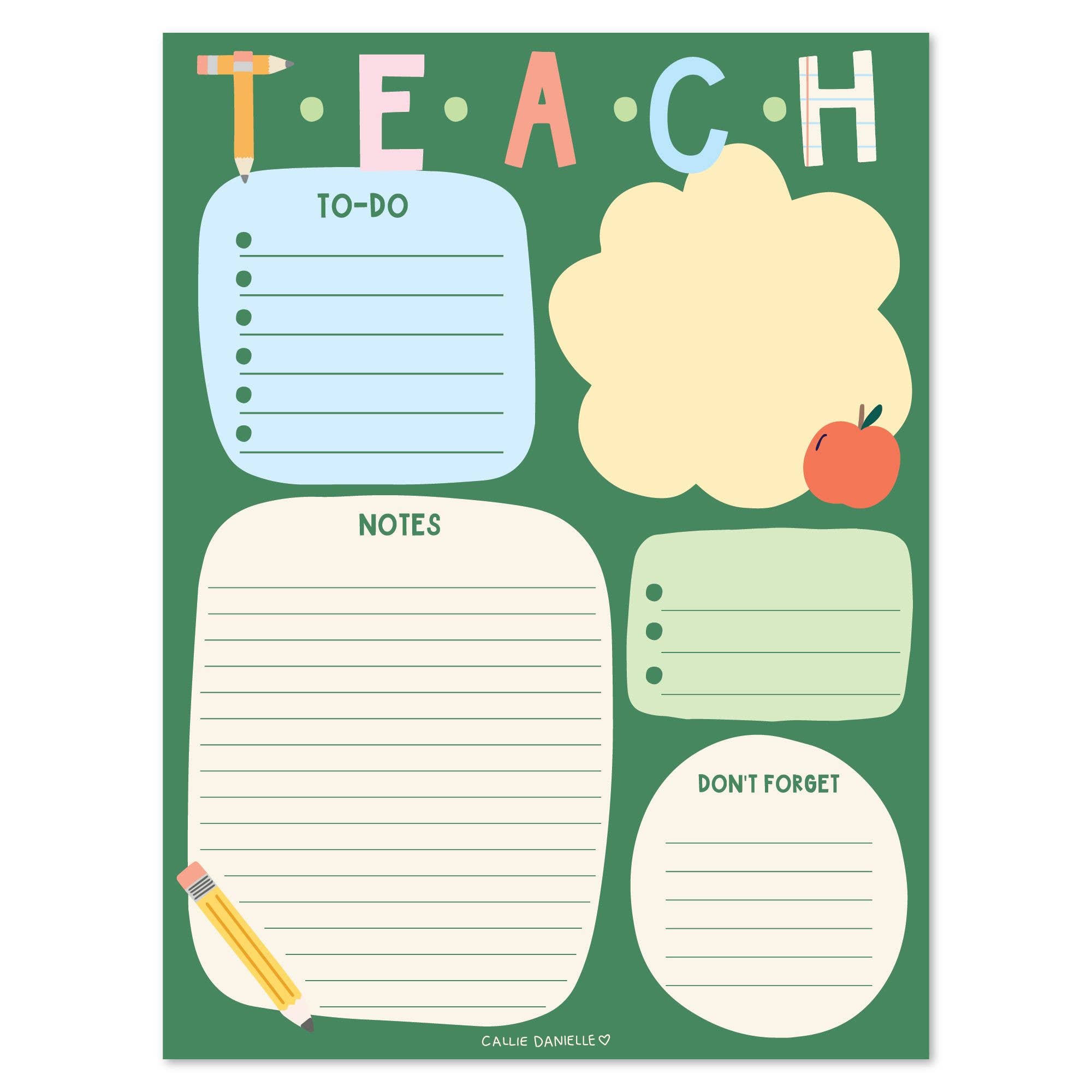 Teach School-Themed Daily Planner 6x8 To Do Notepad