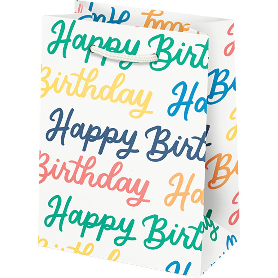 Colorful Happy Birthday Script Gift Bag: Small