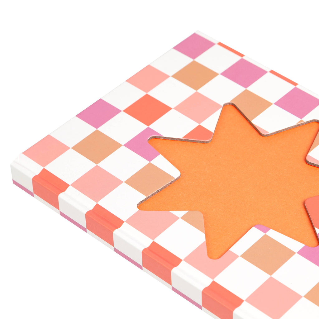 Checkered Star Pink & Orange Hardcover Journal Notebook 6x8