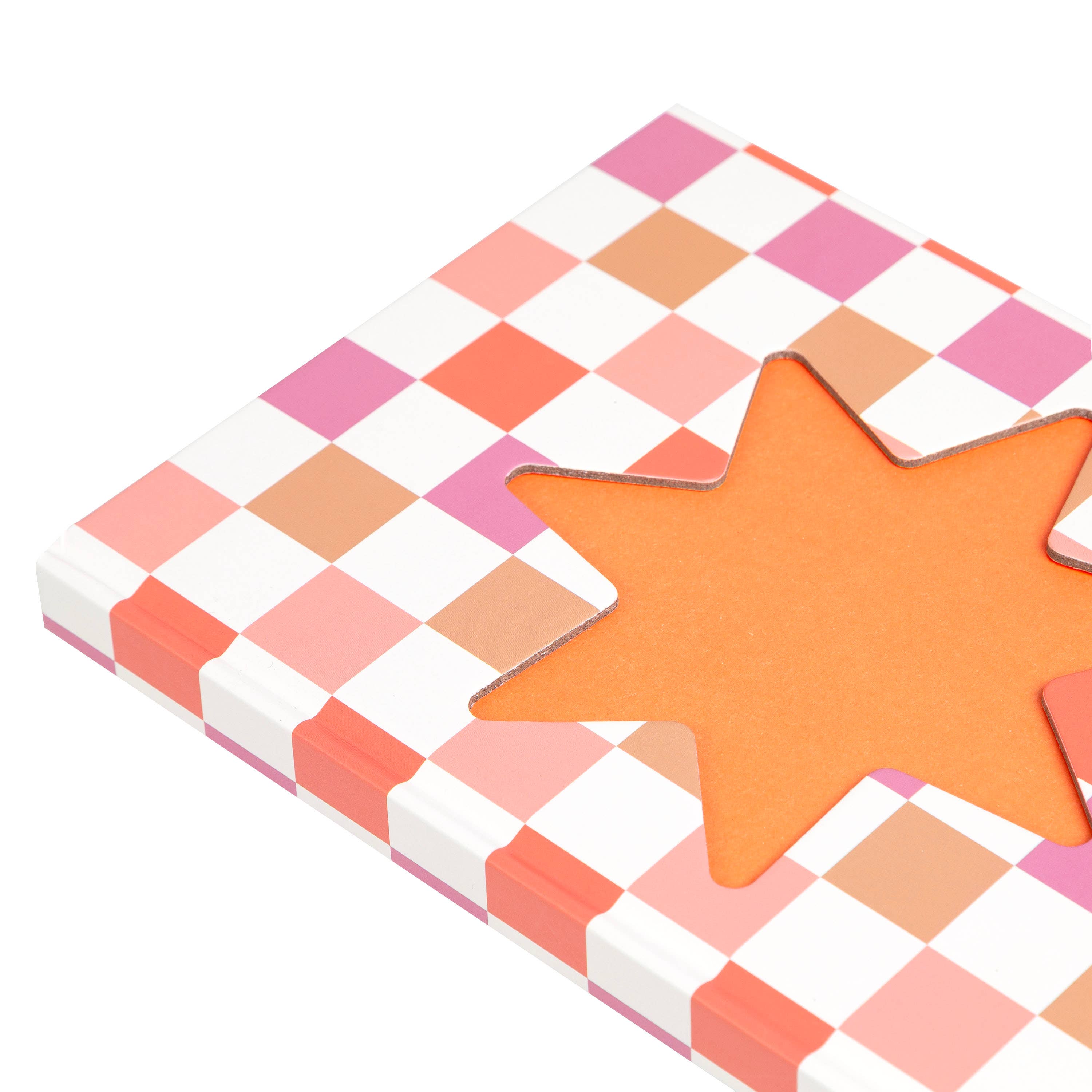 Checkered Star Pink & Orange Hardcover Journal Notebook 6x8