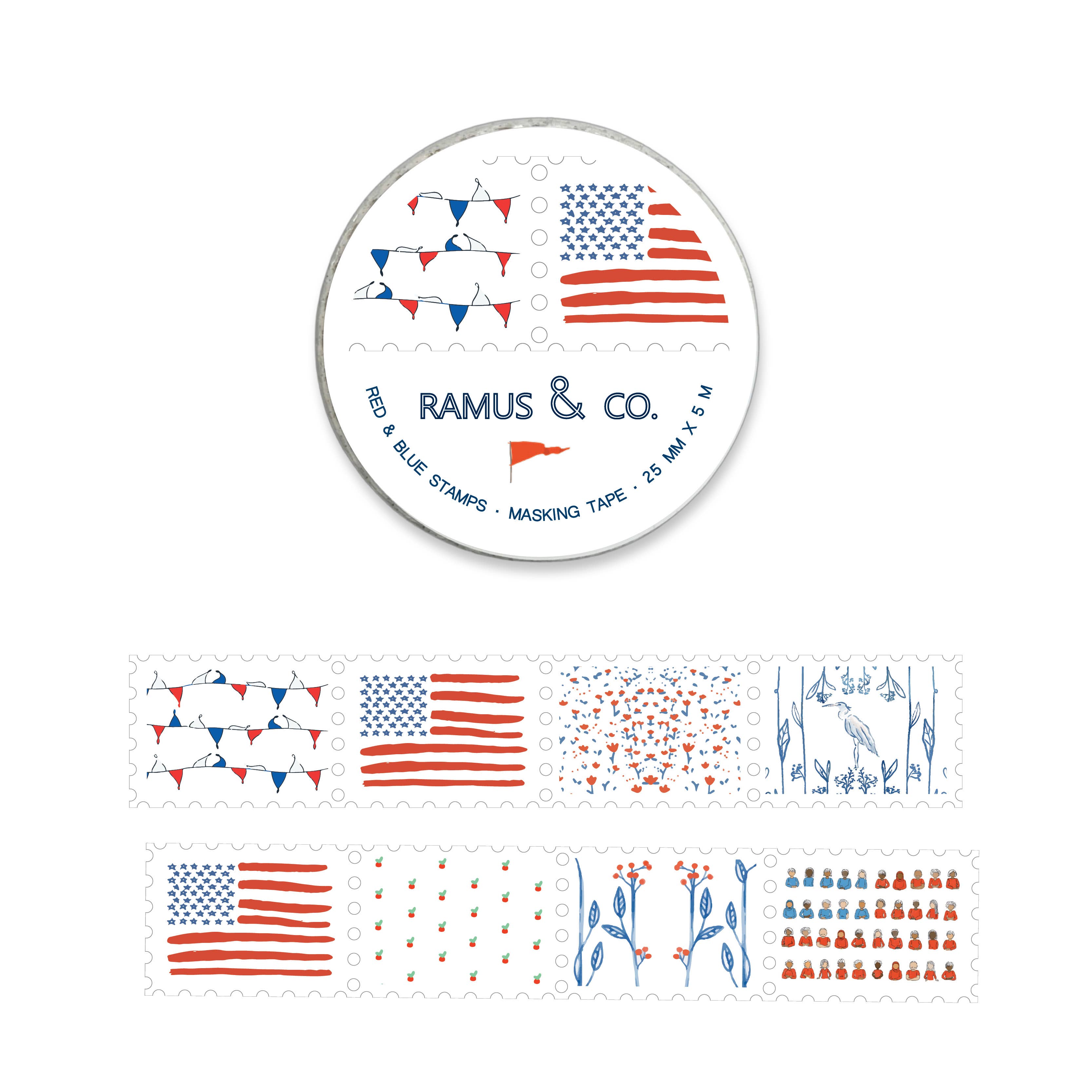 Red & Blue Masking Tape Stamps