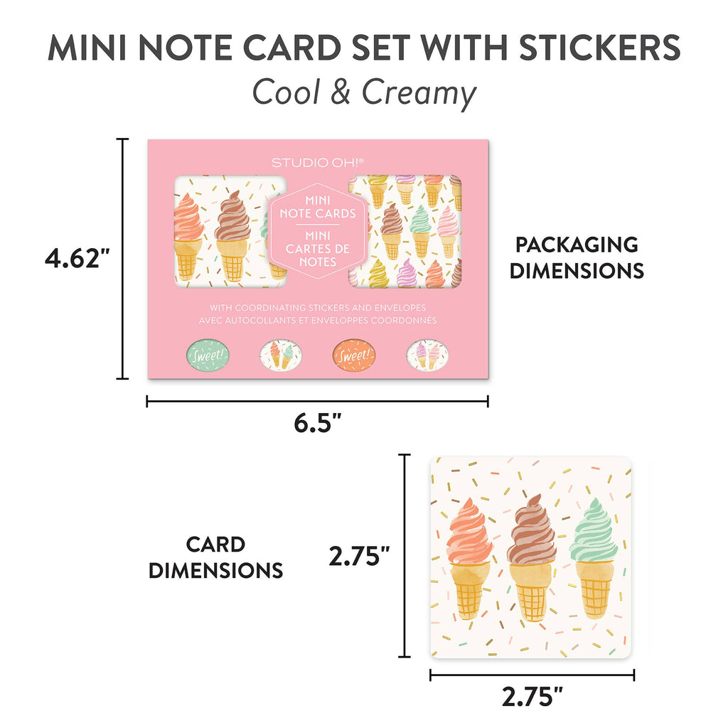 Cool & Creamy Assorted Mini Note Card Set with Stickers by Studio Oh!