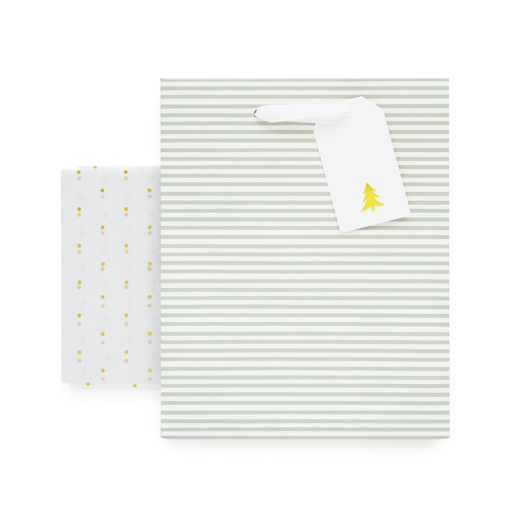 Gift Bag Set, Green Stripe
