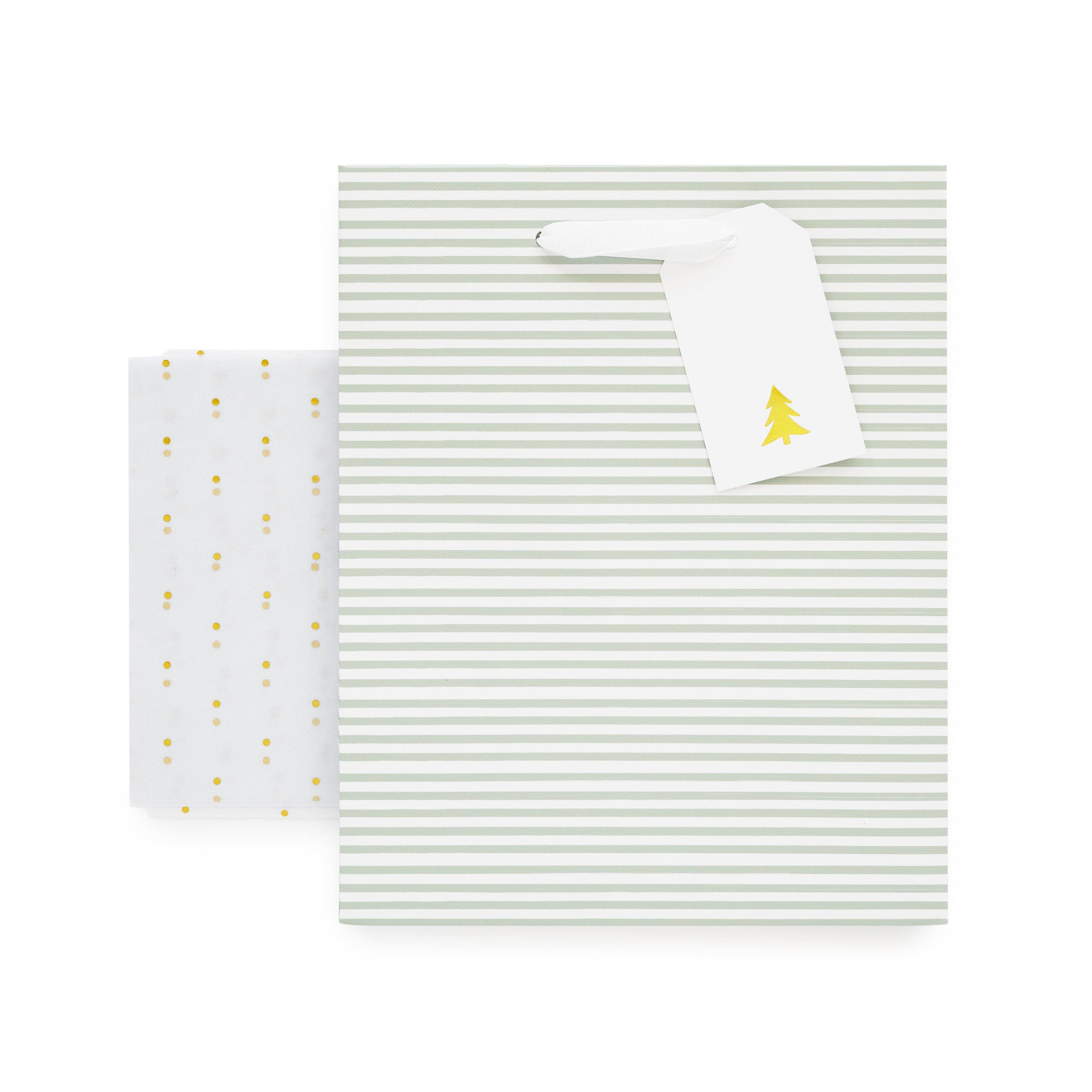 Gift Bag Set, Green Stripe