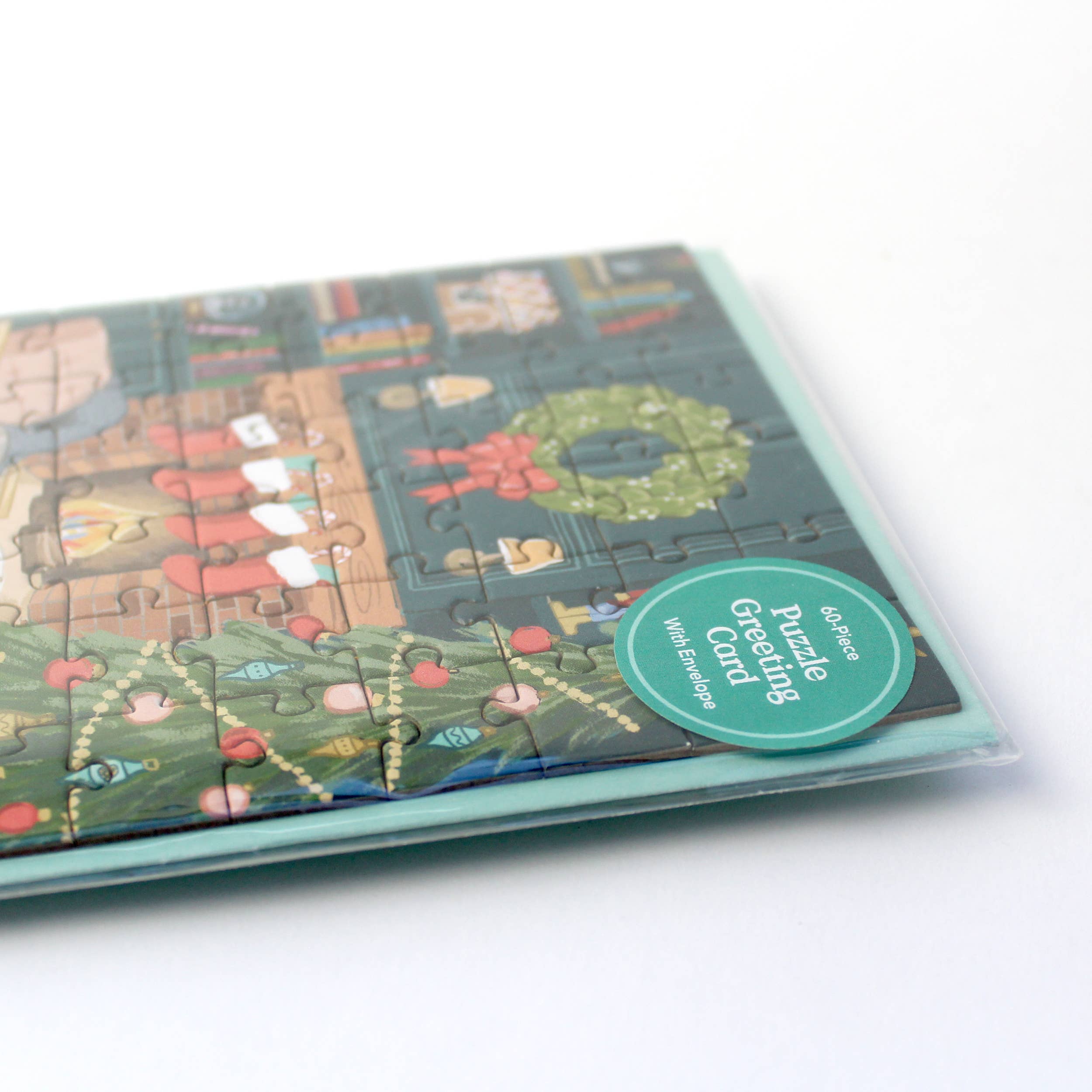 Puzzle Greeting Card – Cozy Fireplace Scene