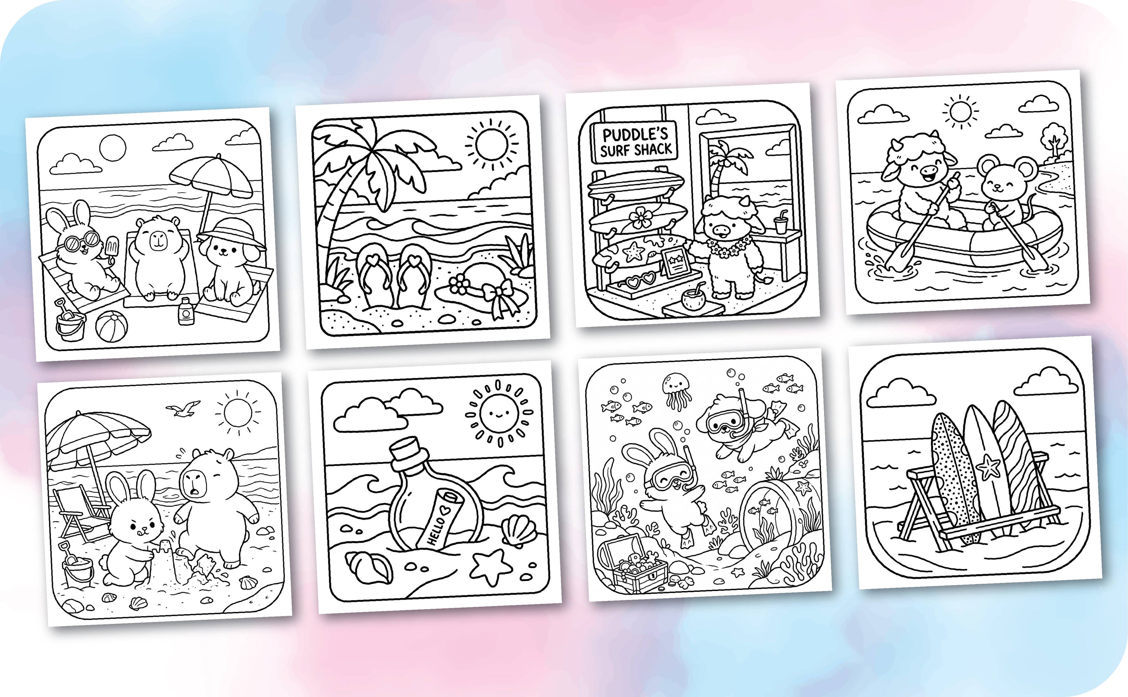 Cozy Summer Cuties Bold & Easy Coloring Book