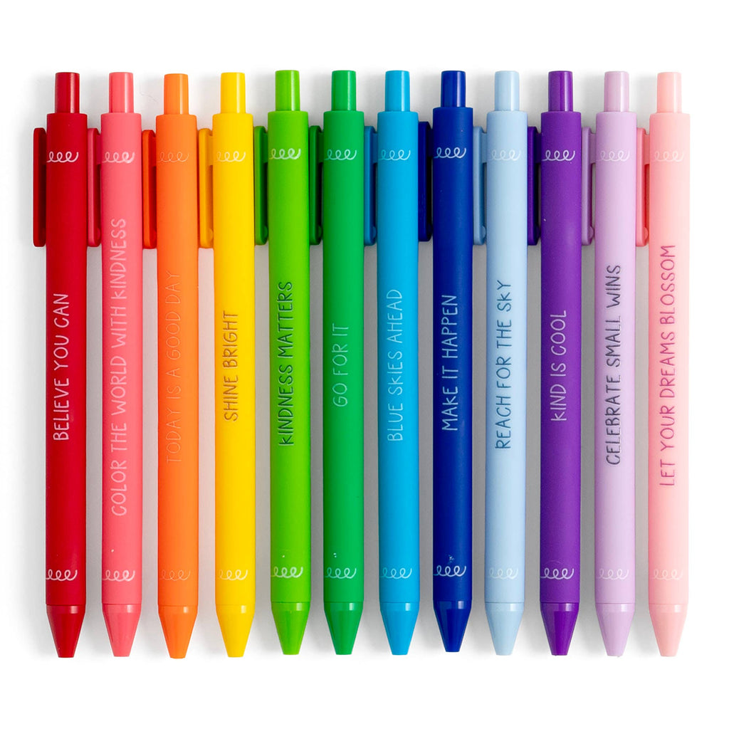 Happy Colors Crayon-Inspired Affirmations Pen Set of 12