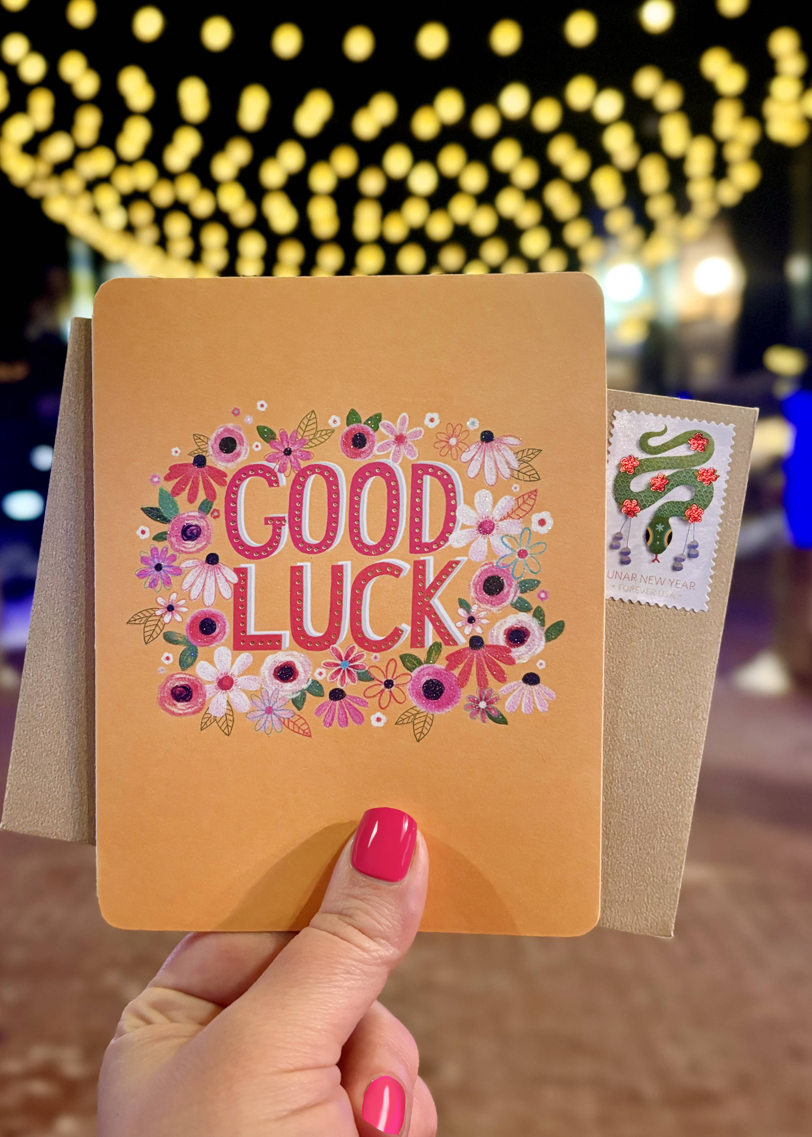 Good Luck Flower Border Good Luck Card