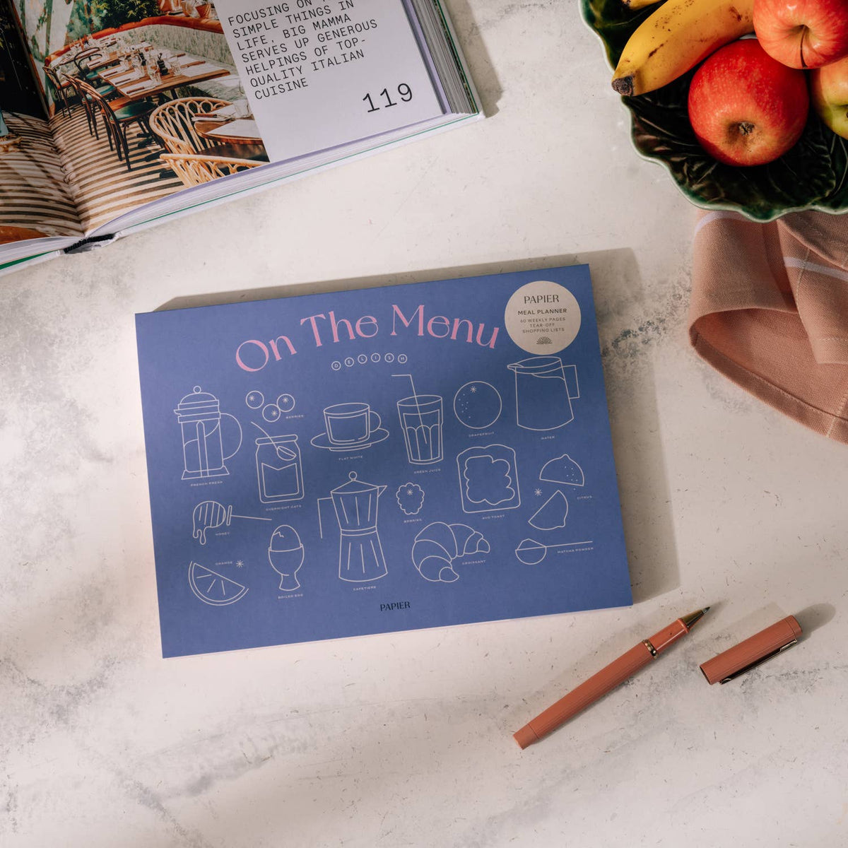 Weekly Meal Planner & Grocery List, Undated - On the Menu