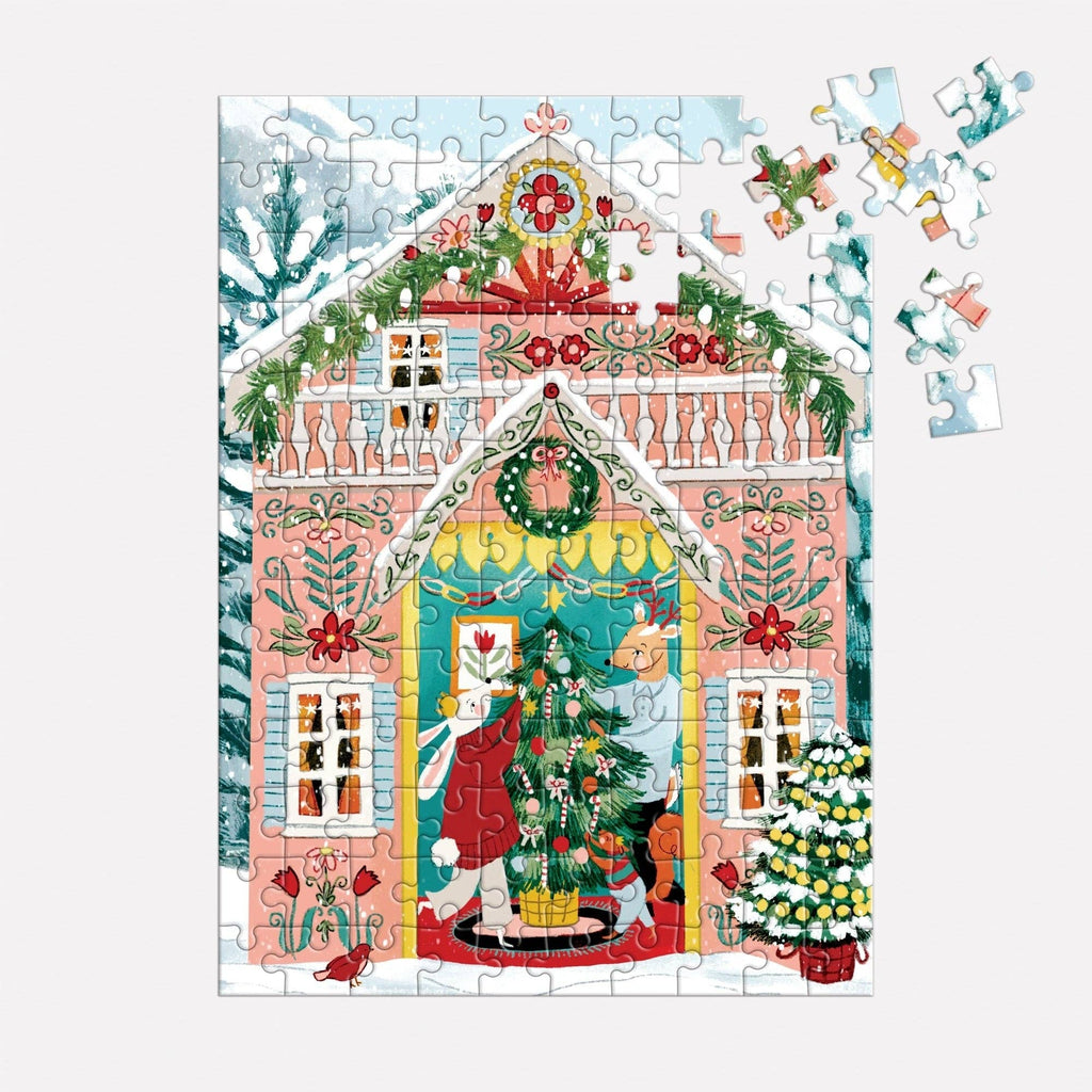 Swiss Chalet Mini Puzzle - 130 Piece Christmas Ornament Box Gift