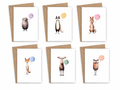 Fun Animal Note Card Set | 6 Cards with Kraft Envelopes