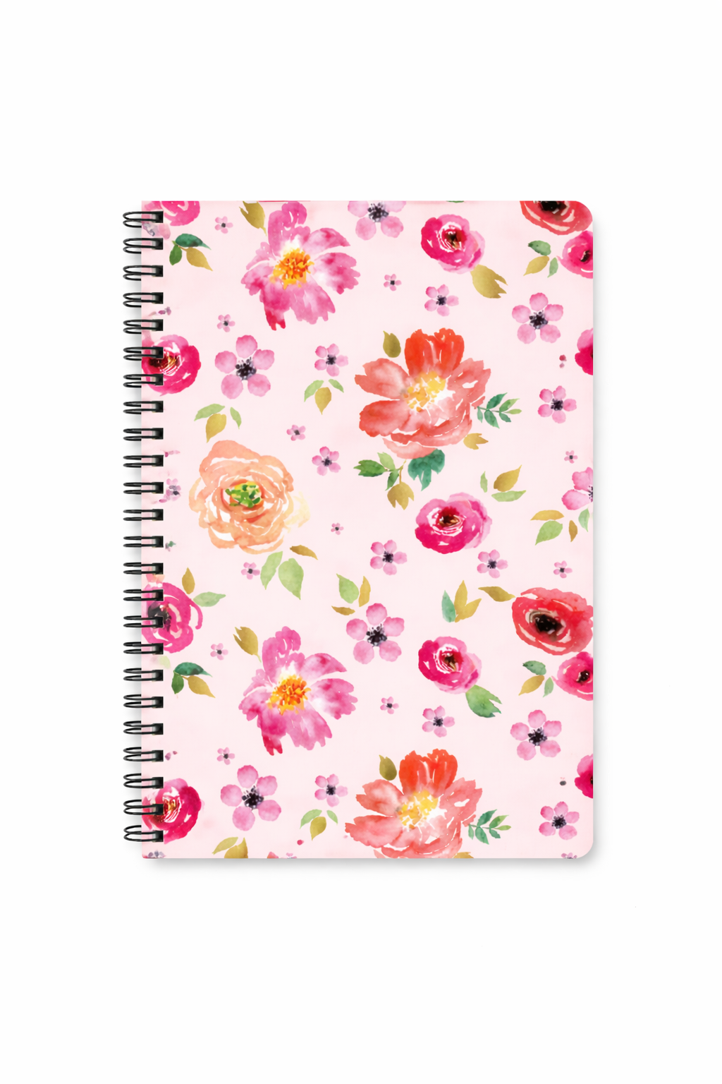 Pink Floral Spiral Notebook — Hardcover Lined Journal