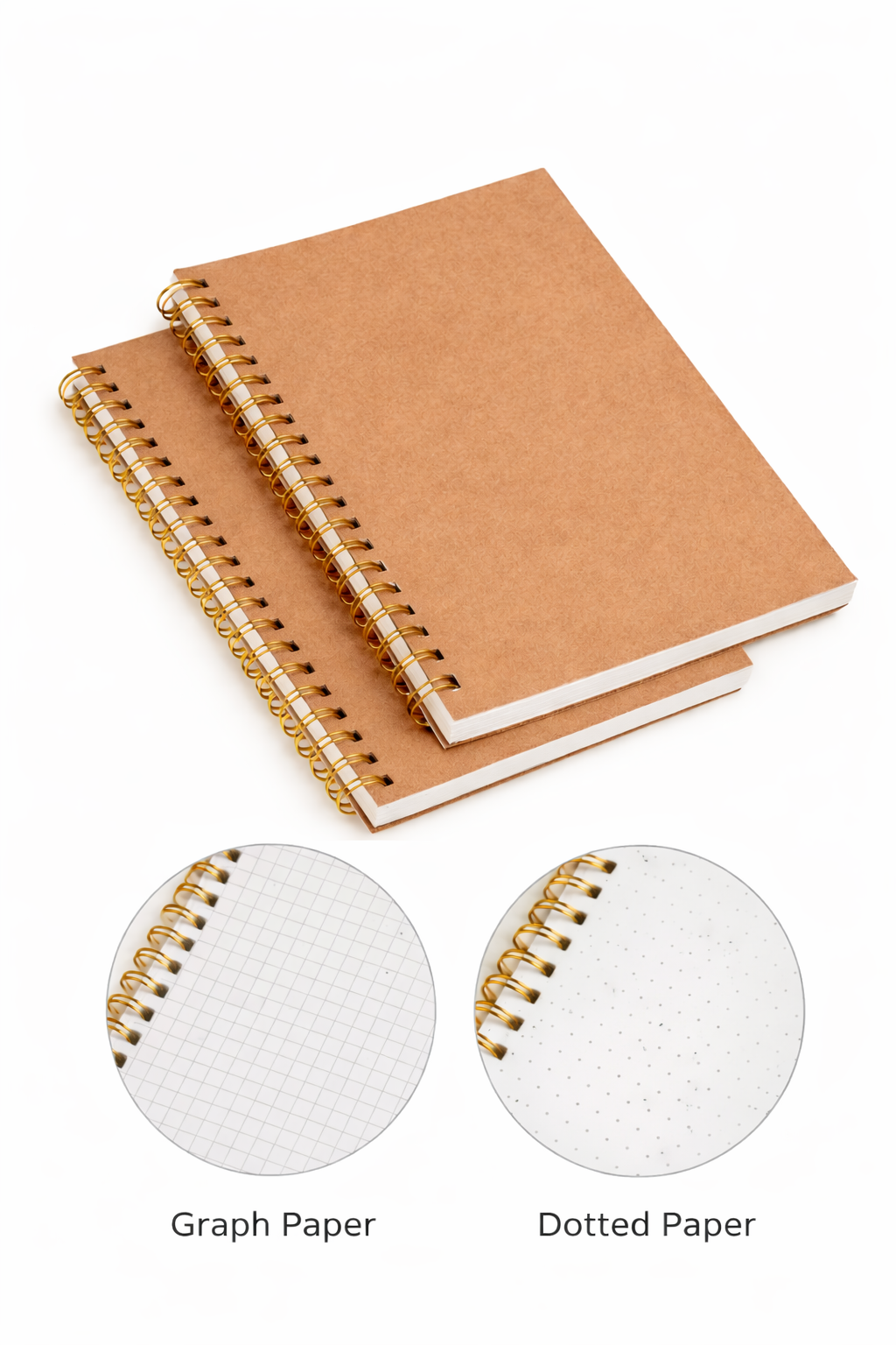Kraft Paper Notebook Set | Gold Wire Binding | 2-Pack