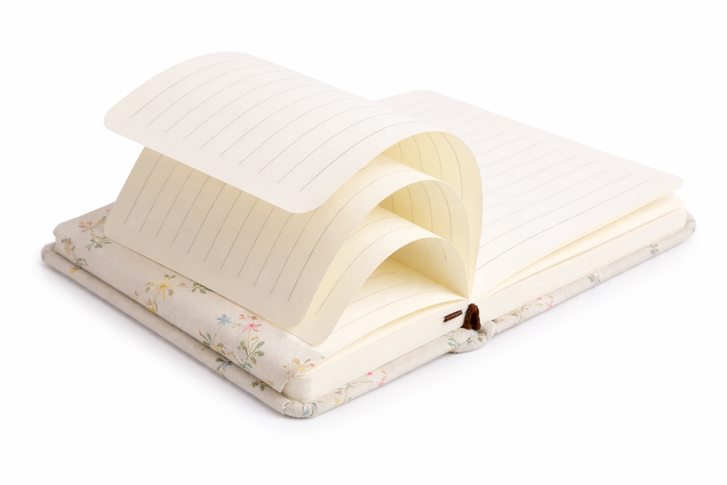 Off White Embroidered Fabric Notebook | Miller & Clove