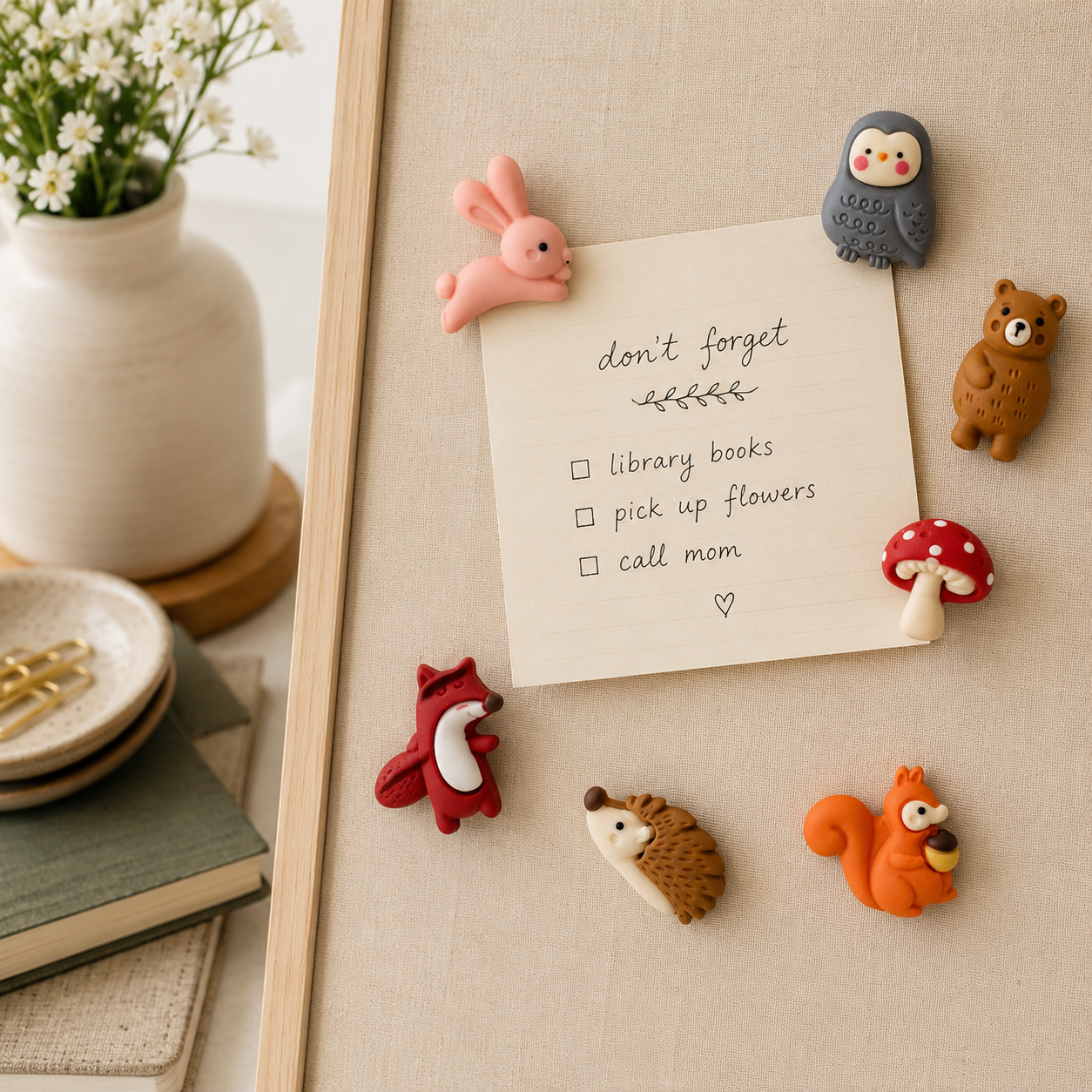 Woodland Animal Push Pin Set | 7 Decorative Resin Thumb Tacks