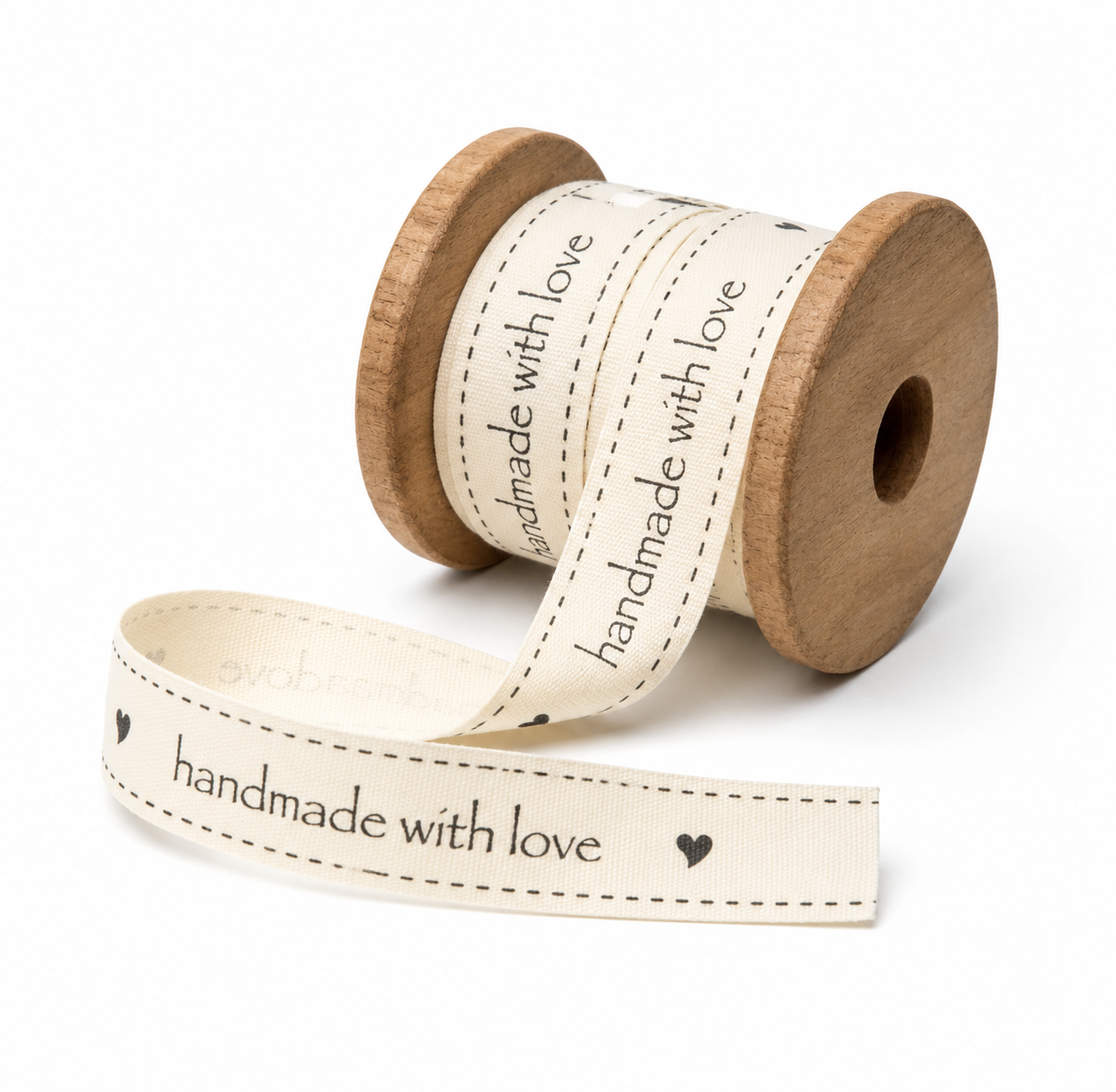 3/4" Handmade with Love Cotton Ribbon | Ivory