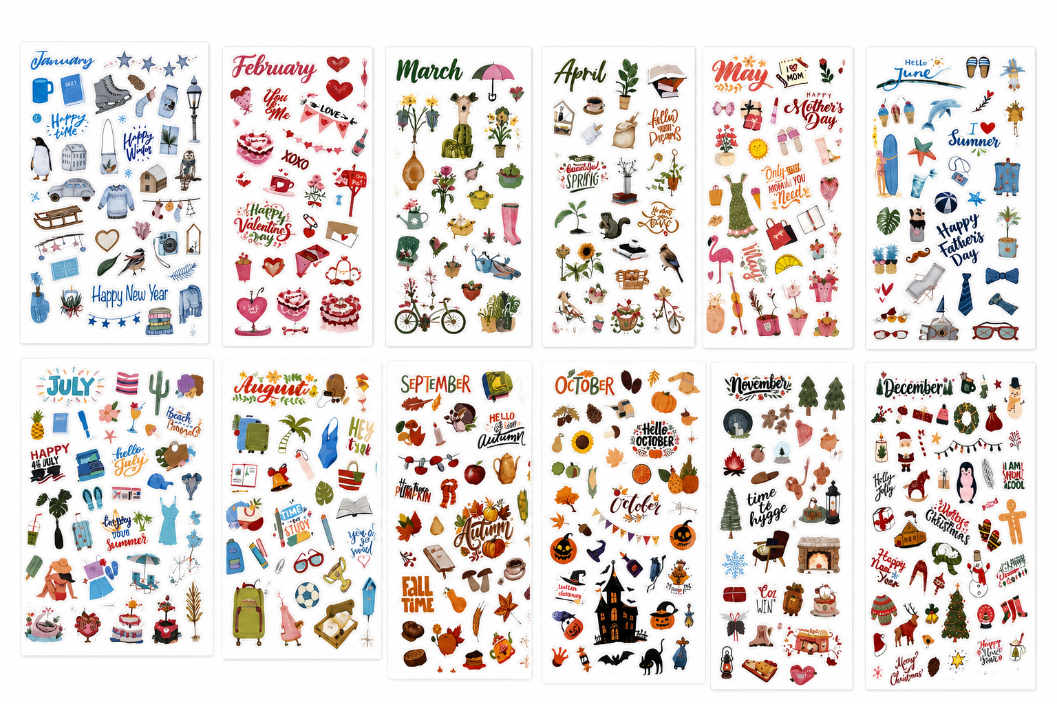 Monthly Planner & Journal Stickers Style 3