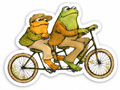 Book Characters Frog and Toad on Bike Sticker-Large