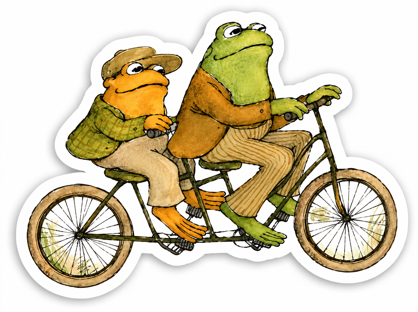 Book Characters Frog and Toad on Bike Sticker-Large