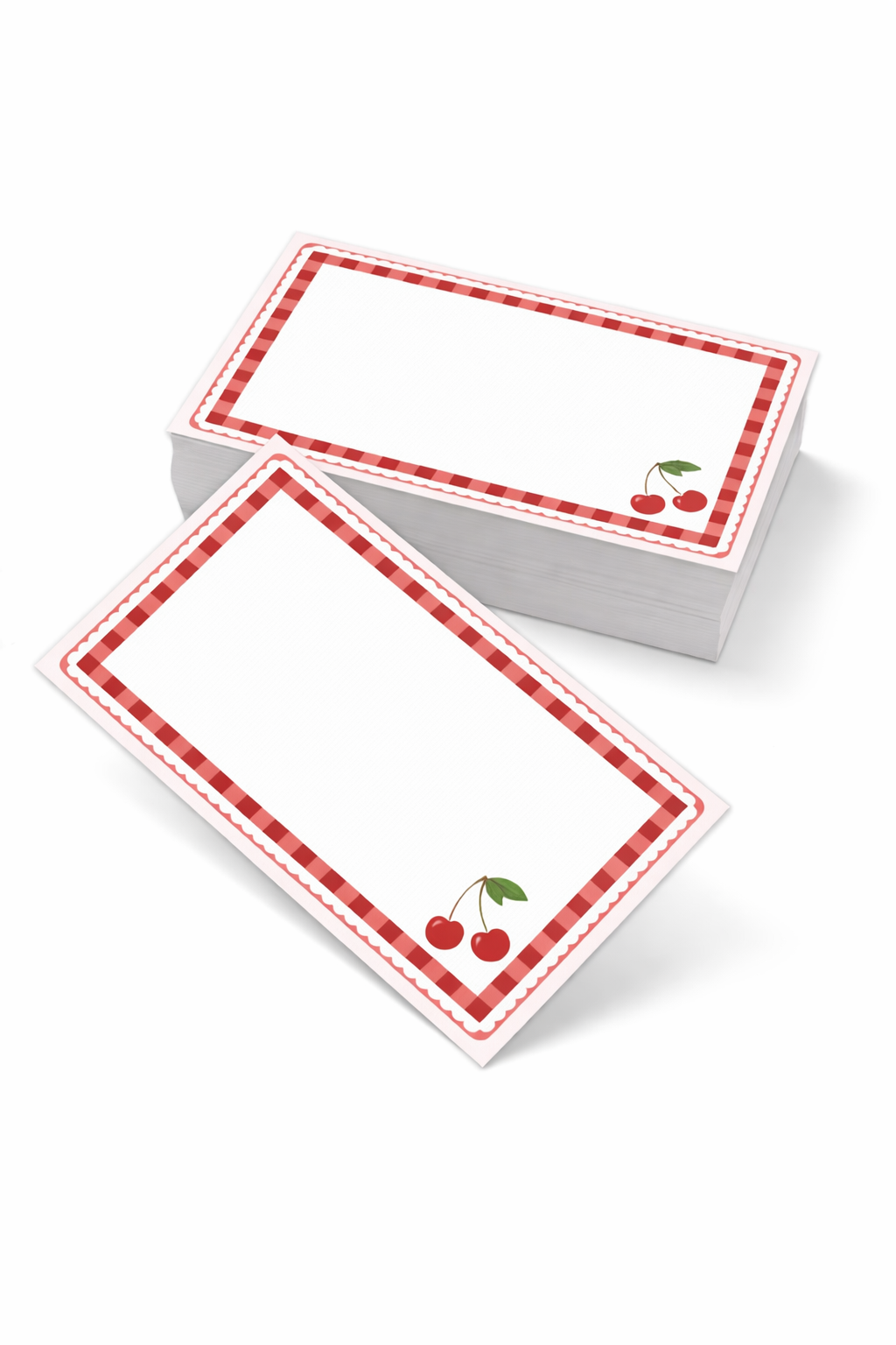 Cherry Gingham Message Cards - set of 12