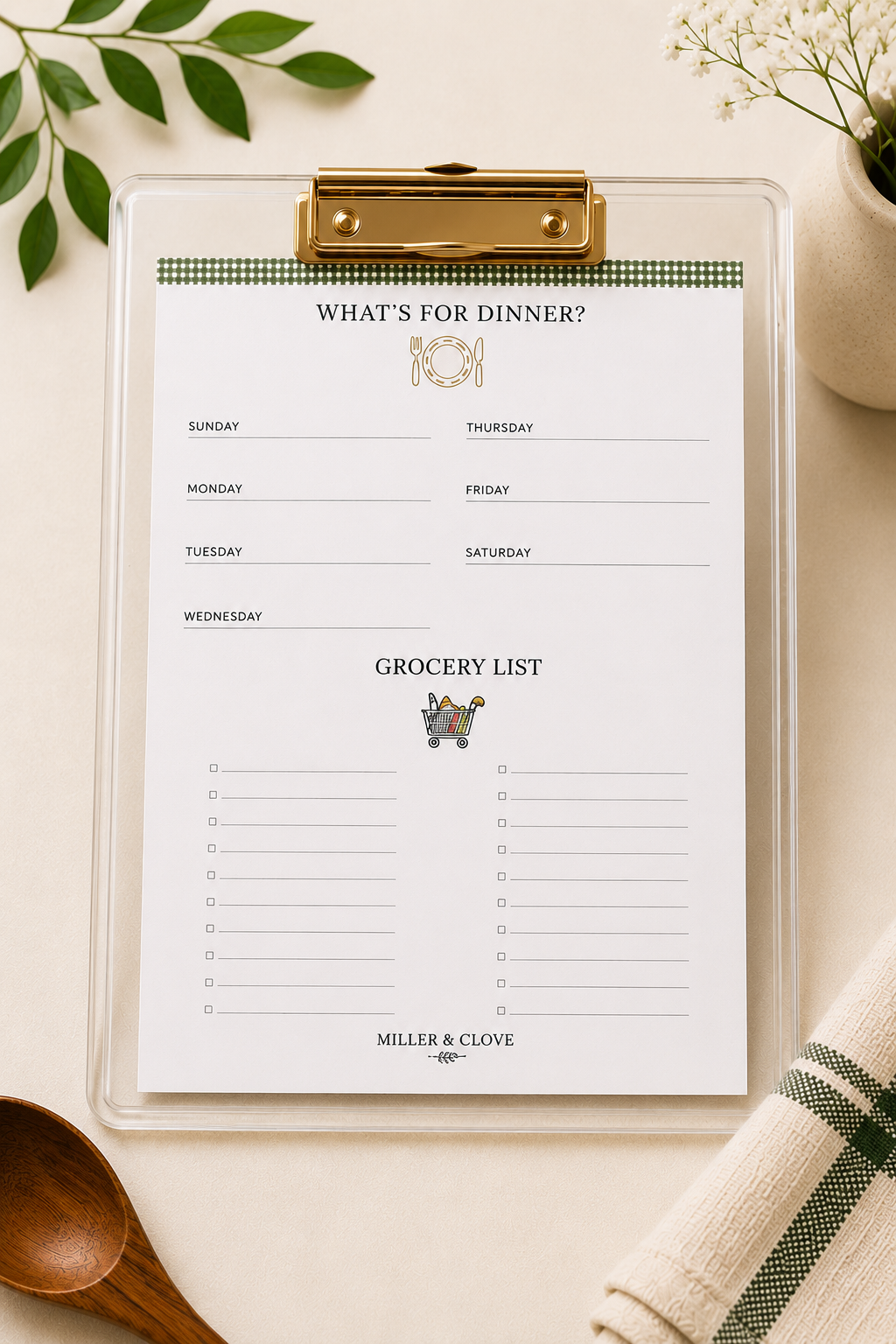 Meal Planner & Grocery List Pad | Miller & Clove