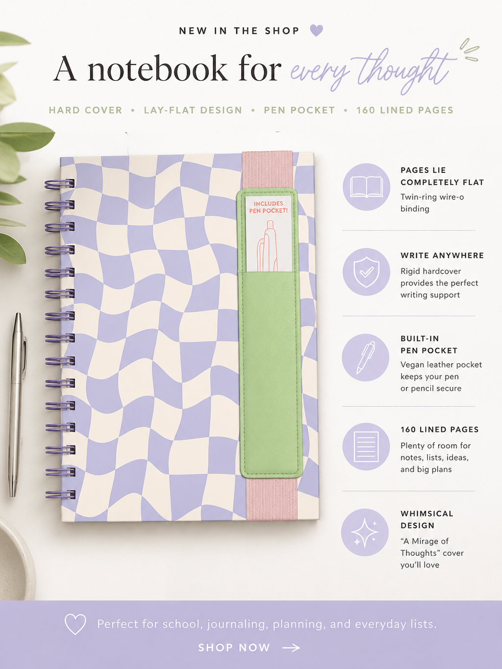 A Mirage of Thoughts Oliver Notebook with Pen Pocket by Studio Oh!