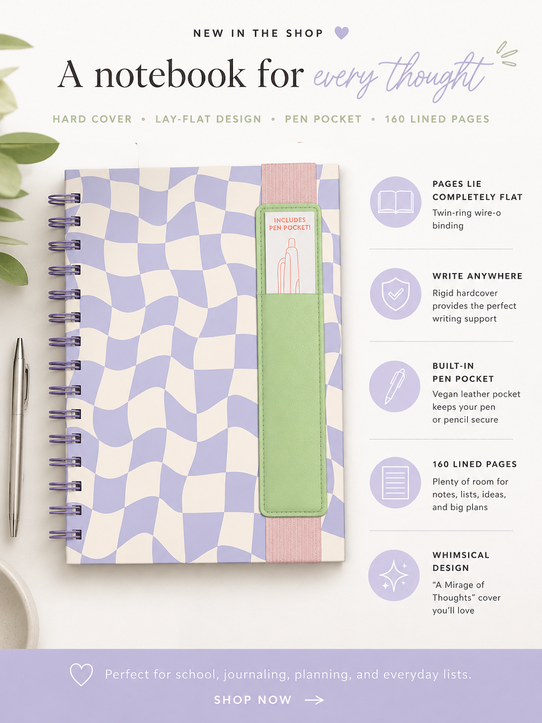 A Mirage of Thoughts Oliver Notebook with Pen Pocket by Studio Oh!
