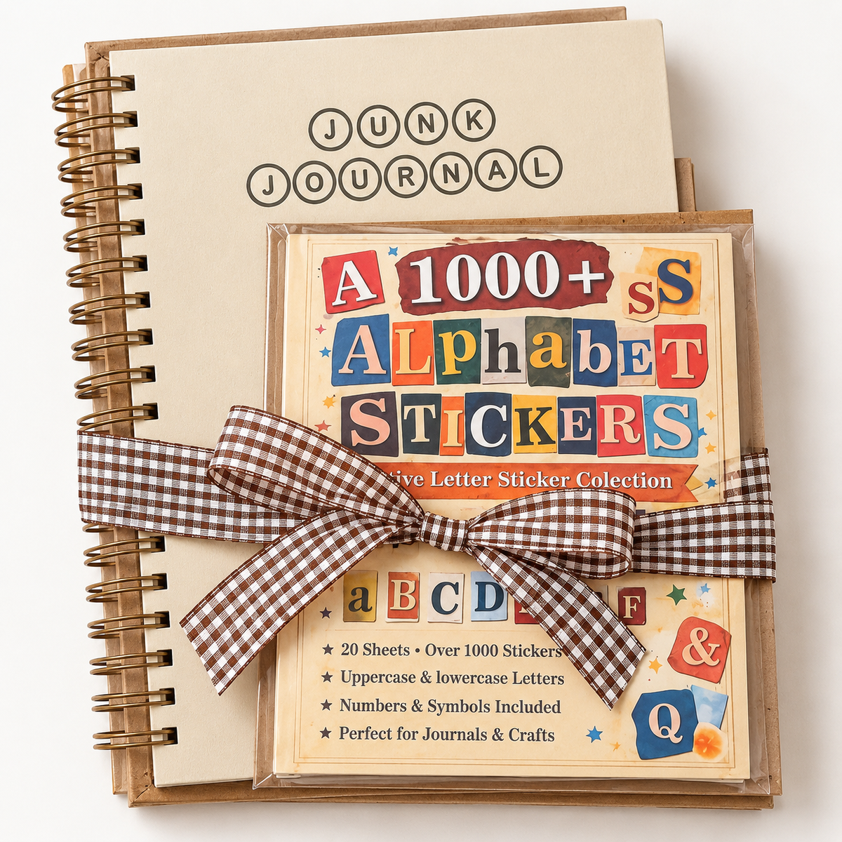 Junk Journal Starter Kit with 1,000+ Alphabet Stickers | Creative Journaling Gift Set