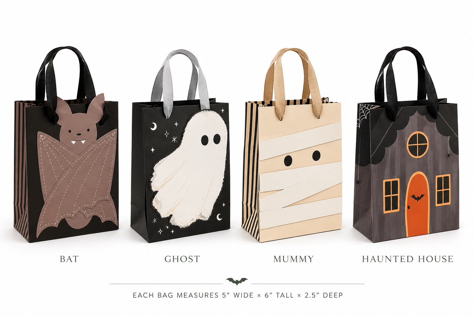 Halloween Gift Bags – Bat, Ghost, Mummy & Haunted House