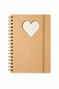 Kraft Paper Spiral Notebook — Retro Heart Cutout Ruled Journal