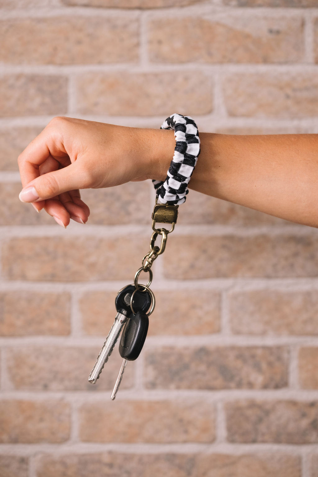 Andi-Black Checkerboard Keychain