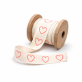 3/4" Heart Outline Print 100% Cotton Ribbon