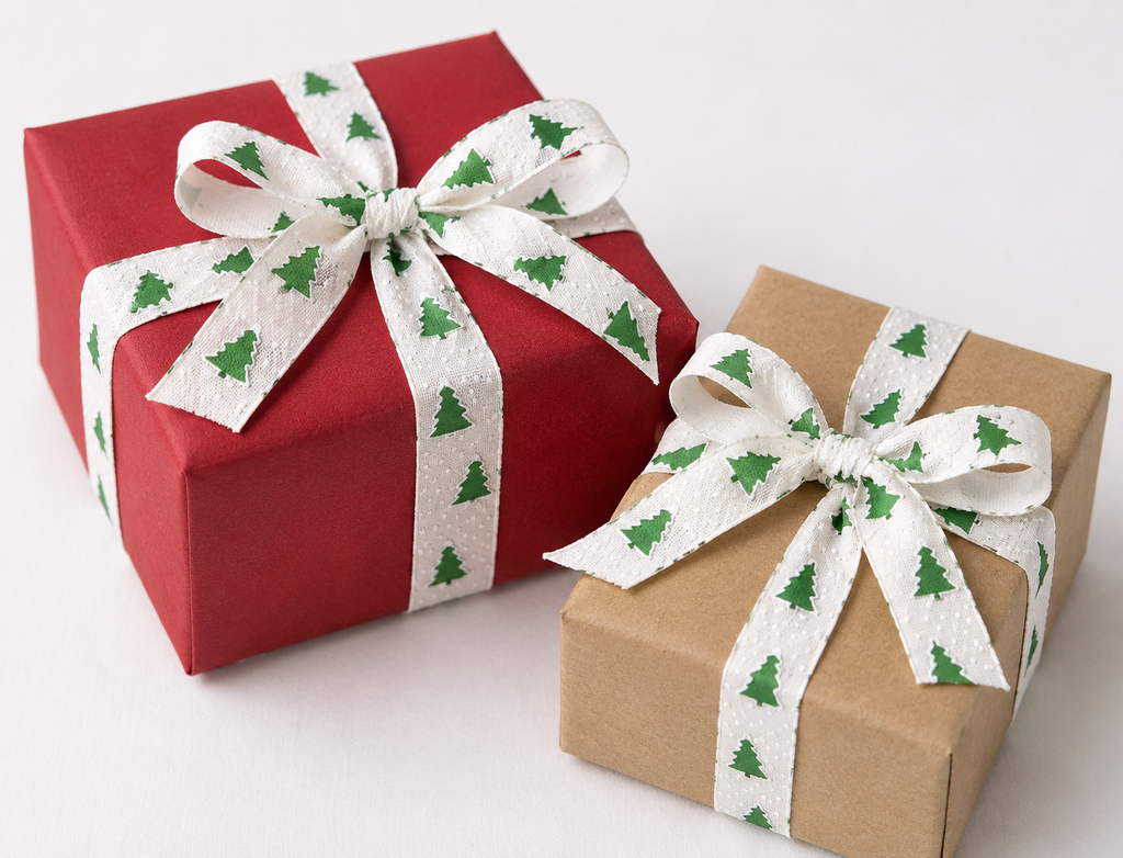 1" Christmas Trees Holiday Print Cotton Ribbon