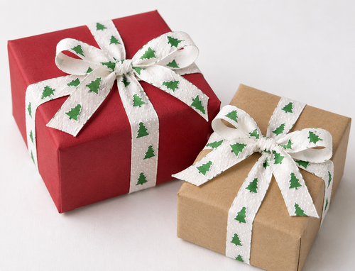 1" Christmas Trees Holiday Print Cotton Ribbon