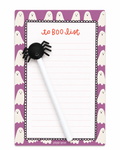 To Boo List Halloween Ghosts 4x6 Lined Notepad and Spider Pen Set