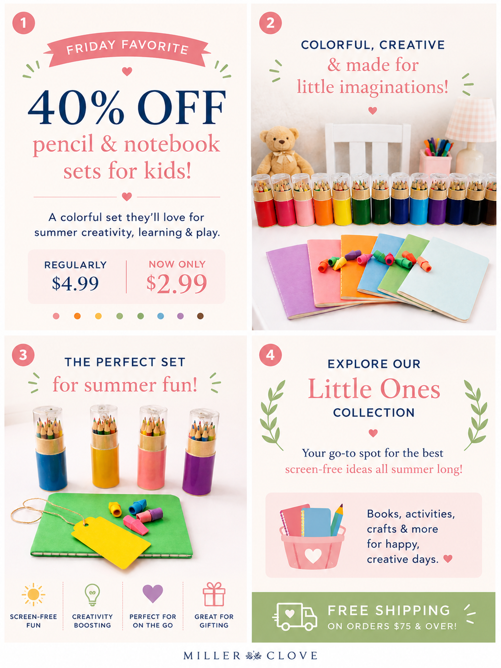 Mini Colored Pencil & Notebook Set | Miller & Clove