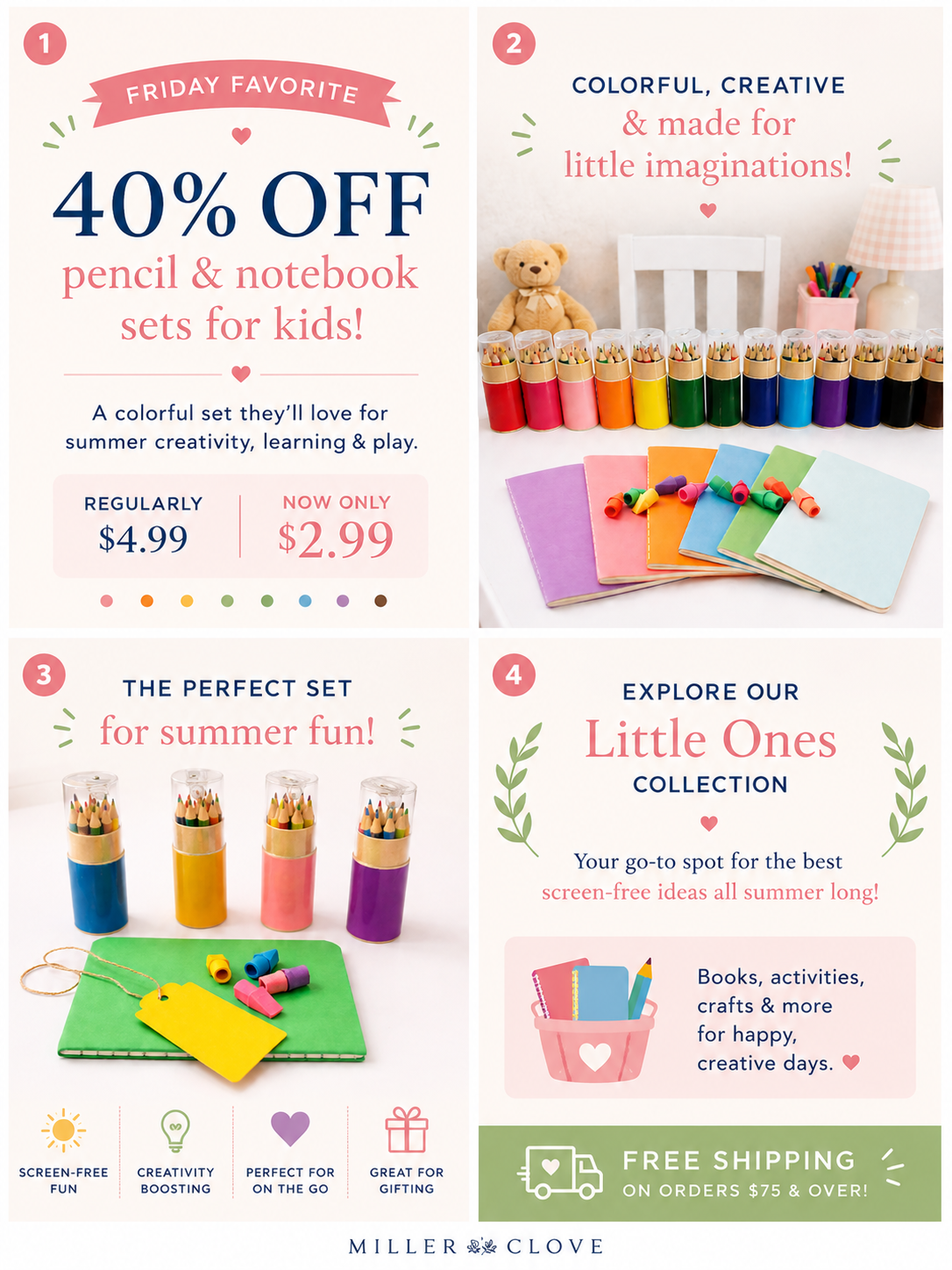 Mini Colored Pencil & Notebook Set | Miller & Clove