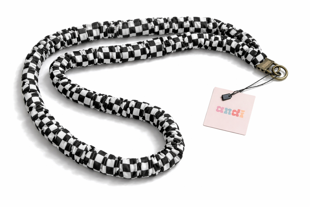 Andi-Black Checkerboard Lanyard