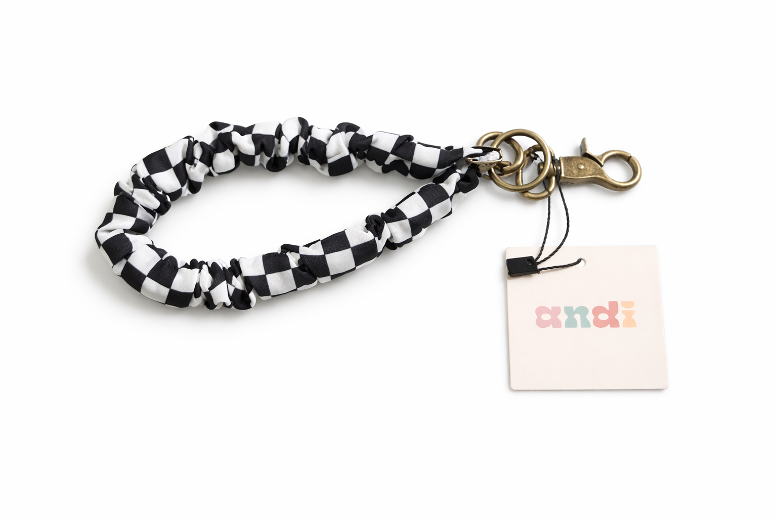 Andi-Black Checkerboard Keychain
