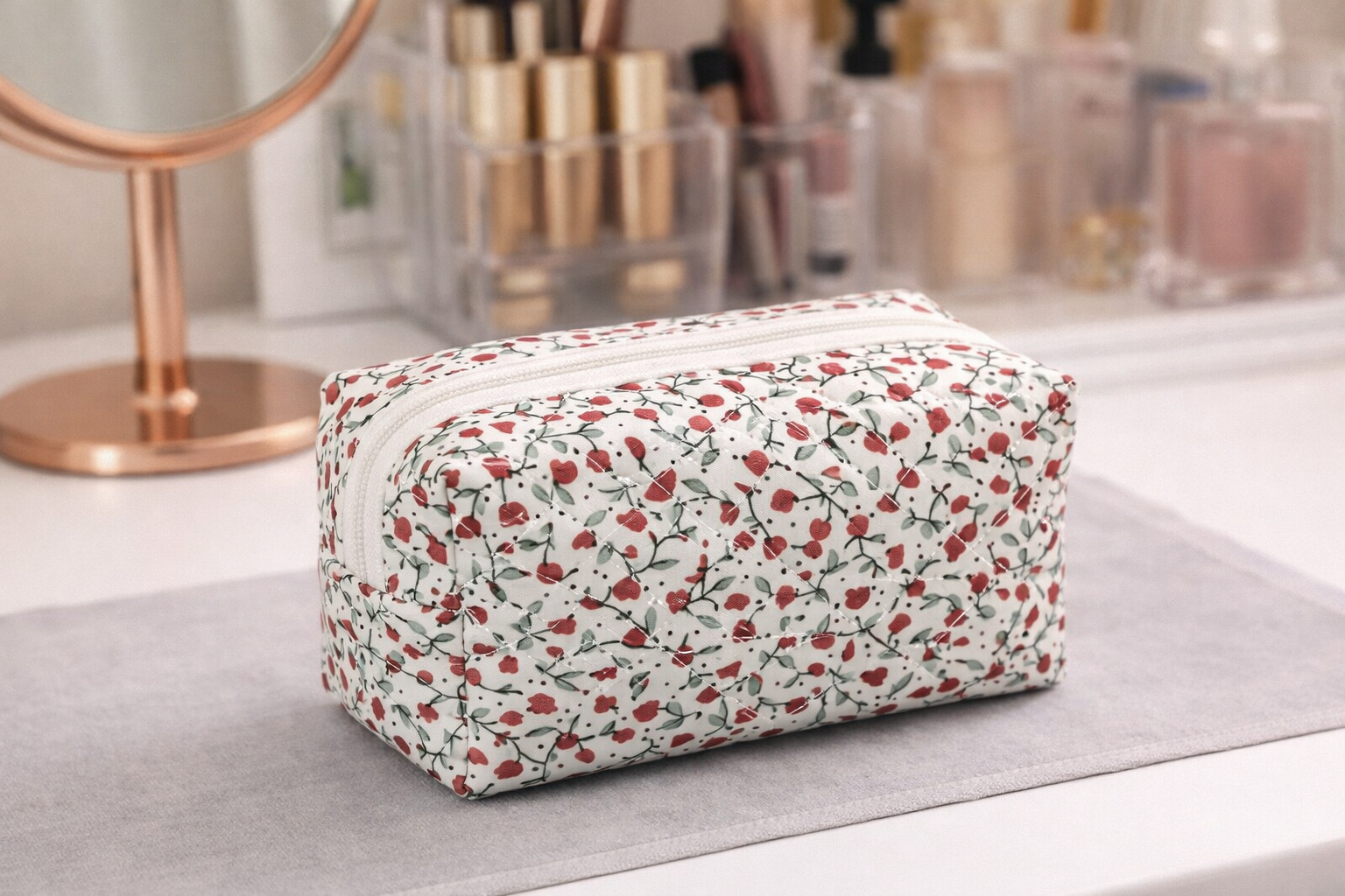 Red Floral Small Cosmetic Bag | Miller & Clove