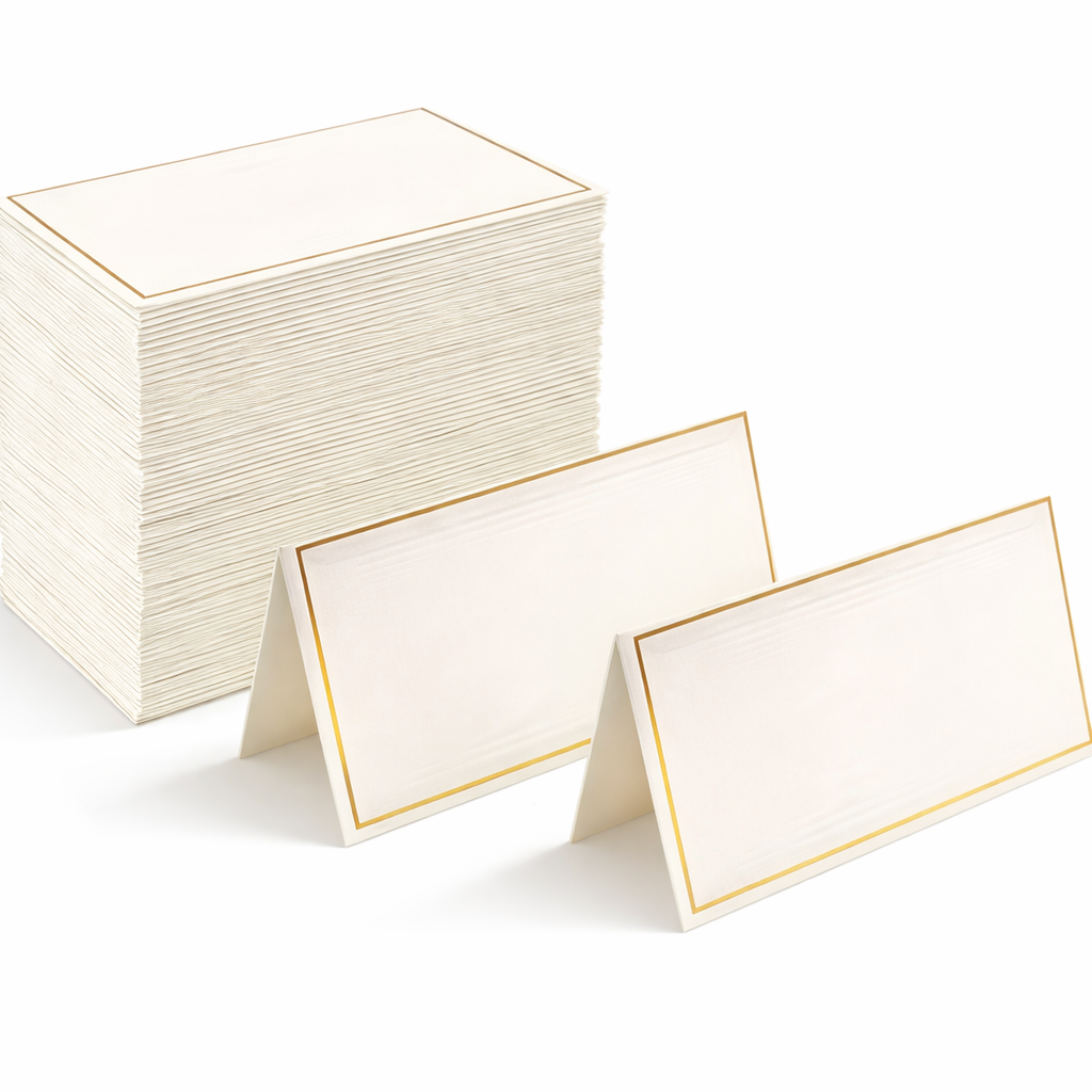 Table Place Cards with Gold Border