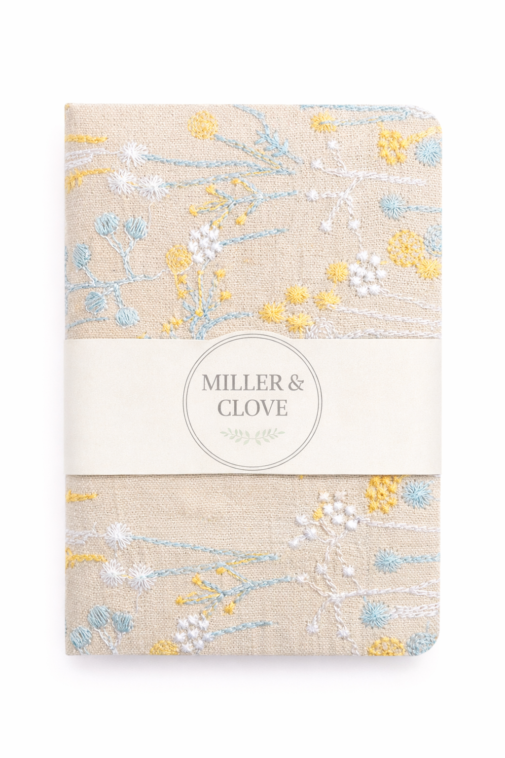 Off White Embroidered Fabric Notebook | Miller & Clove