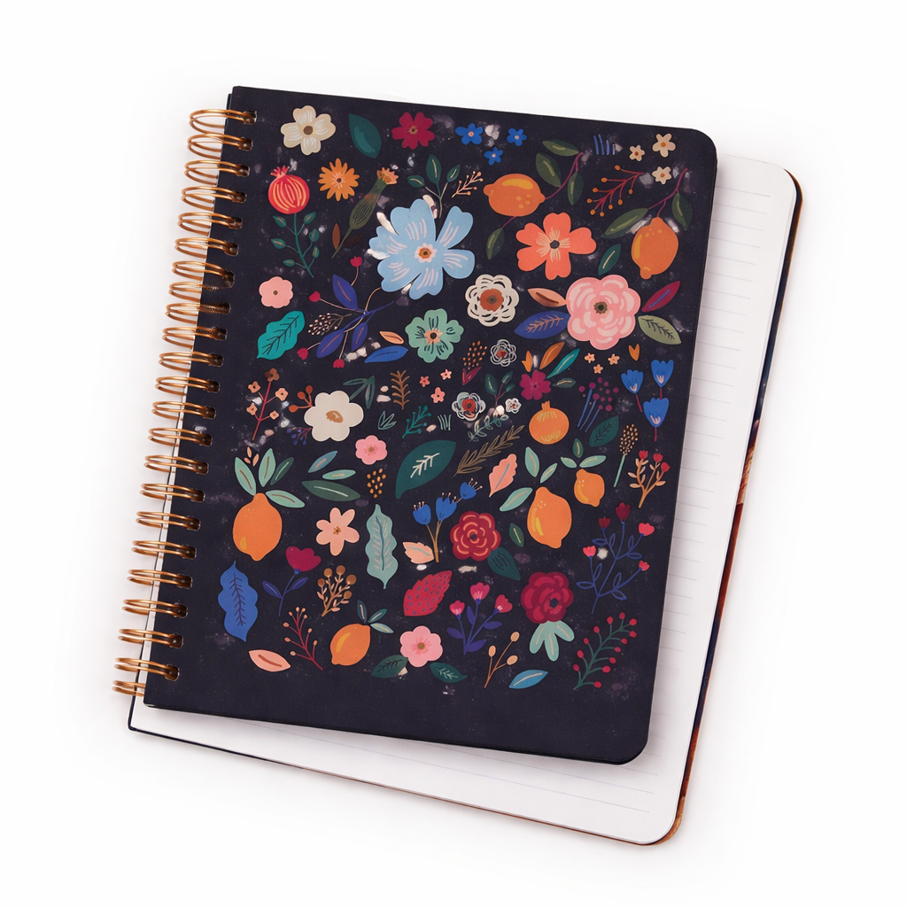Floral Retro Notebook in Dark Blue | Miller & Clove
