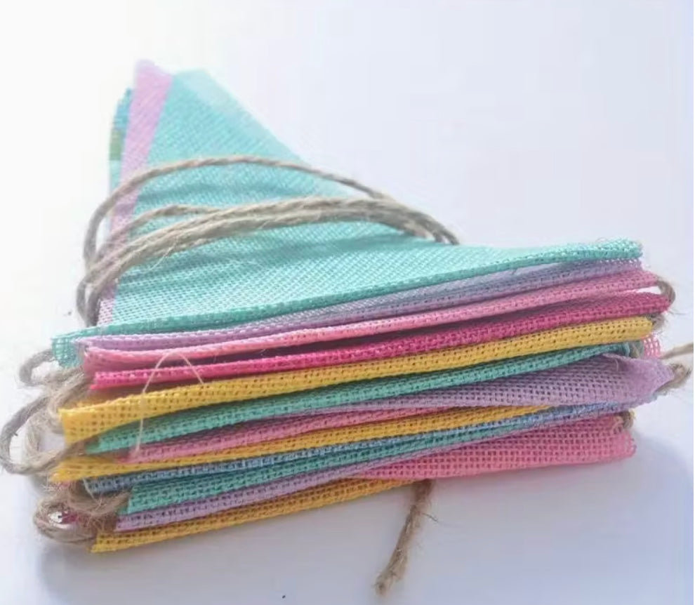 Colorful Burlap Pennant Banner- Mini