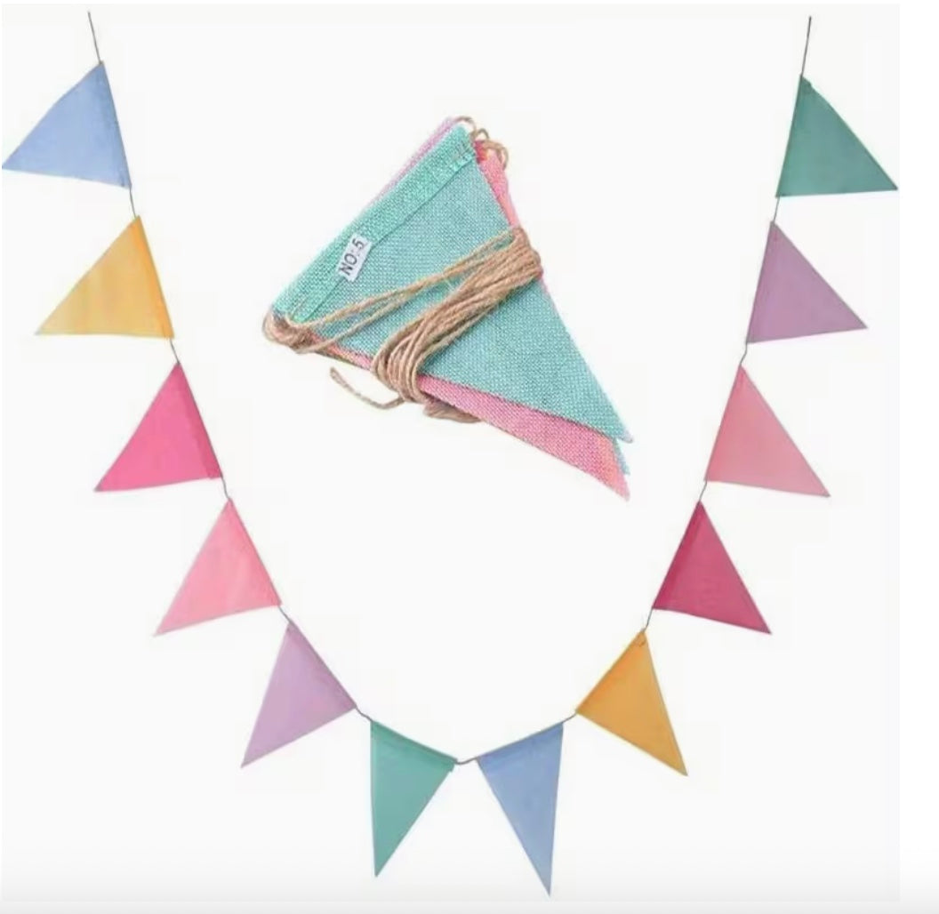 Colorful Burlap Pennant Banner- Mini